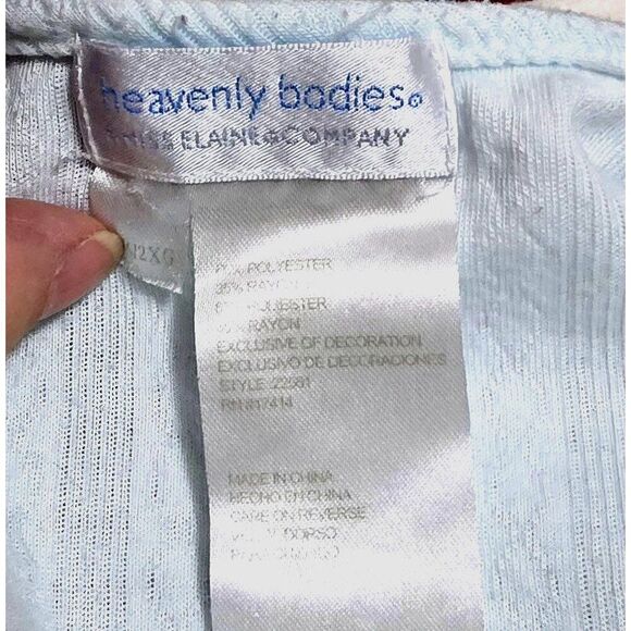 Heavenly Bodies Womens Light Blue Embroidered Nightgown Size 1X 3/4 Sleeve Polye - Picture 4 of 6